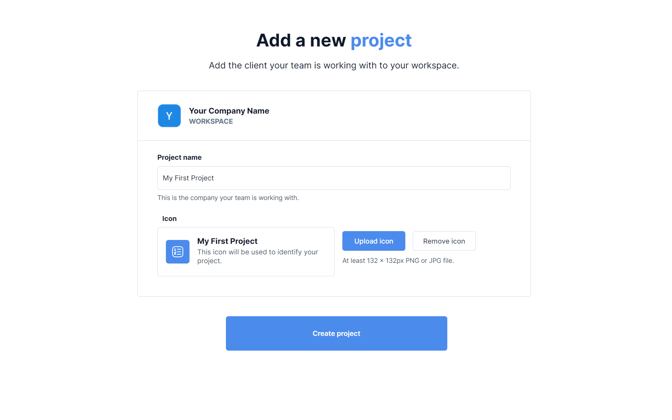 Add a new project screen-1