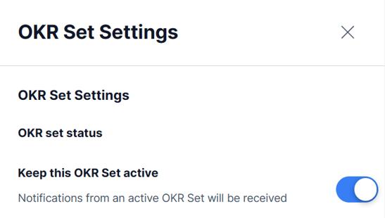 Active OKR Set settings
