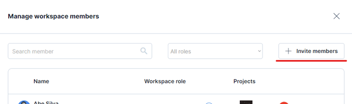 manage members screen - invite workspace members
